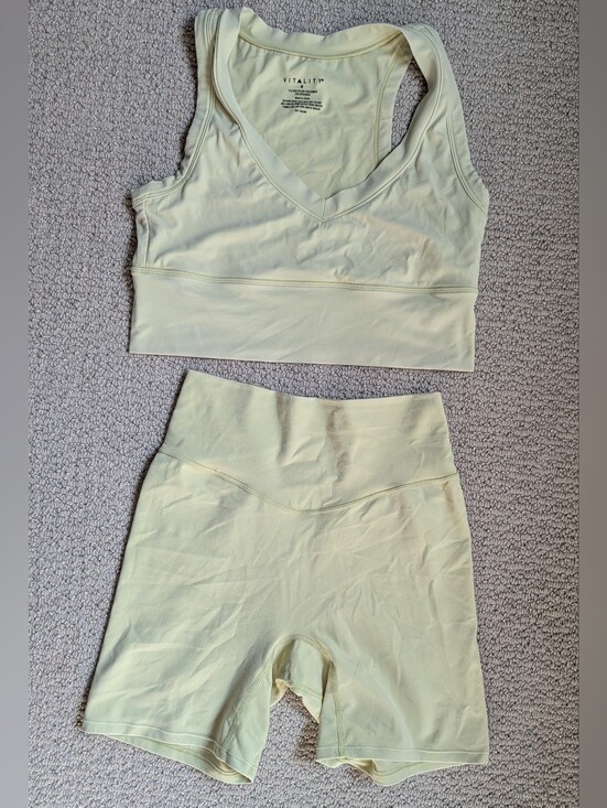 Vitality Other - Vitality Pale Yellow Cloud II Panel Longline and High-Waist Biker Shorts Set